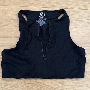 Sage Collective Black Zip-Up Sports Bra